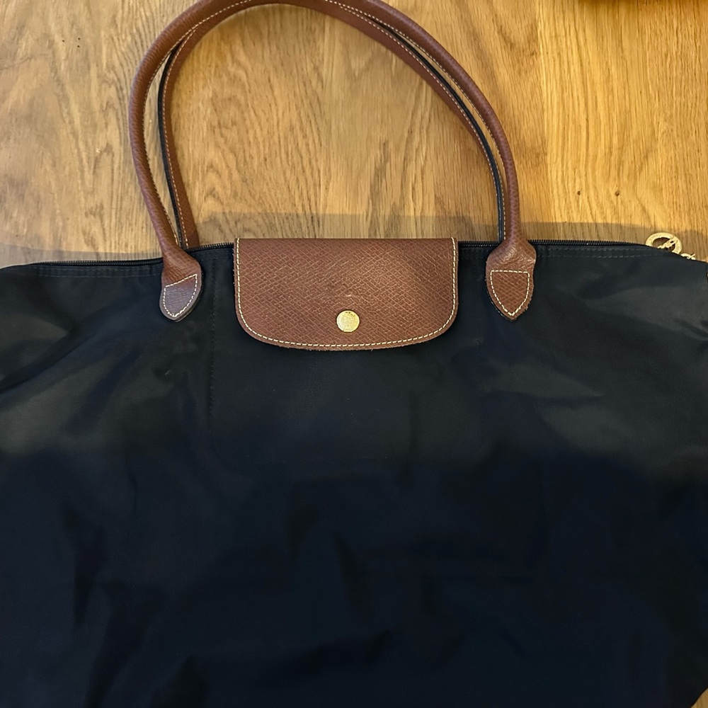 Longchamp Black and Brown Tote Bag